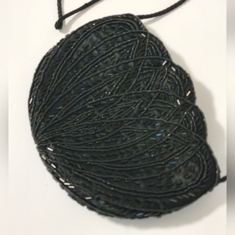 Vintage Magid Black Beaded Evening Clutch Purse, Bag